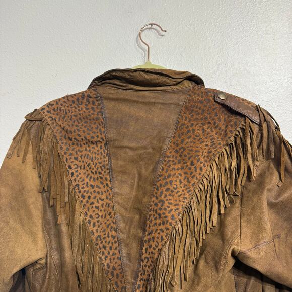 Verducci Brown Leather Moto Vintage Fringe Jacket Sz M - Picture 10 of 14